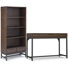 Bureau industriel en bois massif Banting de 48 po de largeur avec bibliothèque de 30 po de largeur en noyer brun (ensemble de 2)