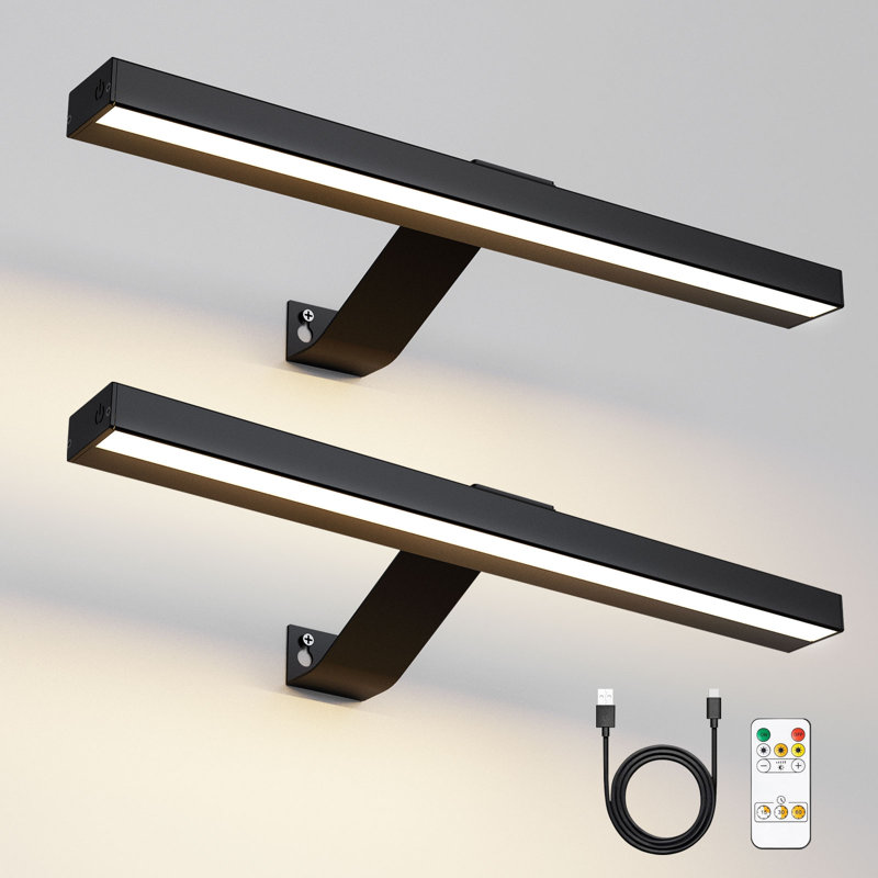Tabita Dimmable LED Wall Mount Picture Light with Remote, Matte Black