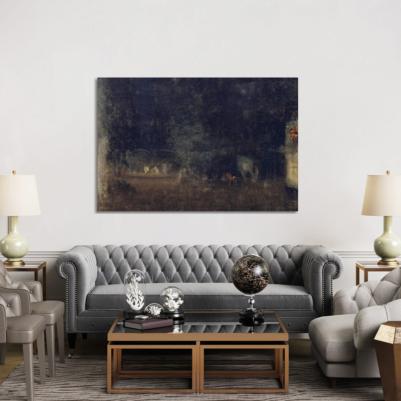 Nocturne en noir et or les jardins - reproduction d'art mural - toile tendue, 40 po x 60 po, Toile tendue avec châssis