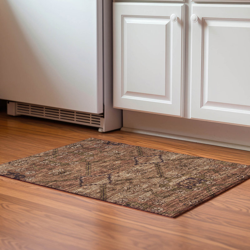 Premium Machine Washable Prisco Paprika Rug, Rectangle 1'8" x 2'6"