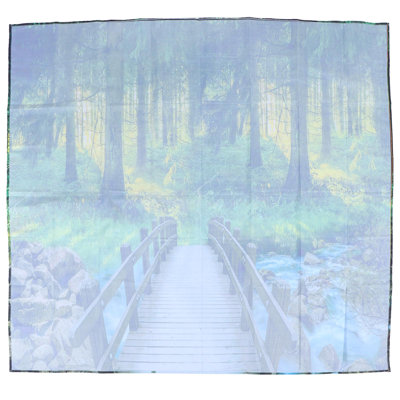 Tapisserie murale en polyester à motif de paysage forestier, 150 x 150 cm, idéale pour la décoration de chambre ou de dortoir.