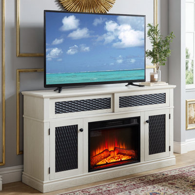 Charmant meuble télé avec beaucoup de rangement pour un espace de vie confortable et organisé