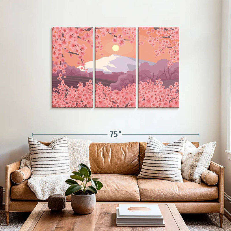 Harnek Japan Cherry Blossom Landscape, 36" H x 57" W