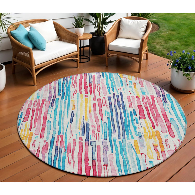 Tapis extérieur lavable à rayures 8 po