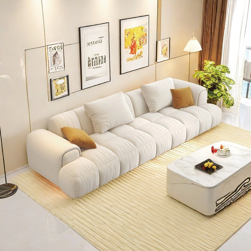 Canapé en tissu de luxe moderne et léger, H 28,74 po x l 118,11 po x P 37 po, 4