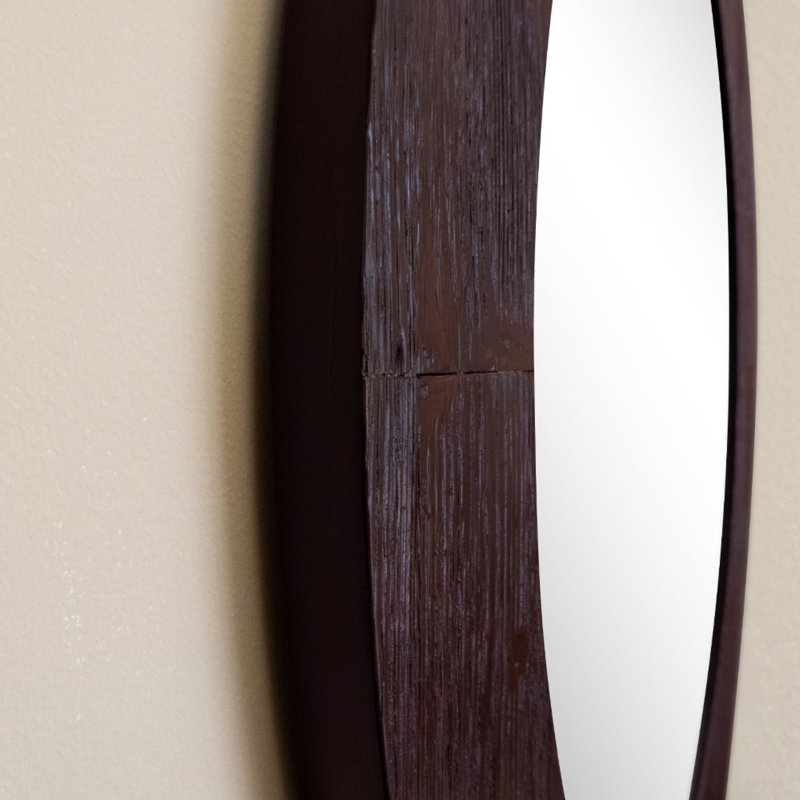 Mayella Solid Wood Flat Mirror, Dark Brown Finish