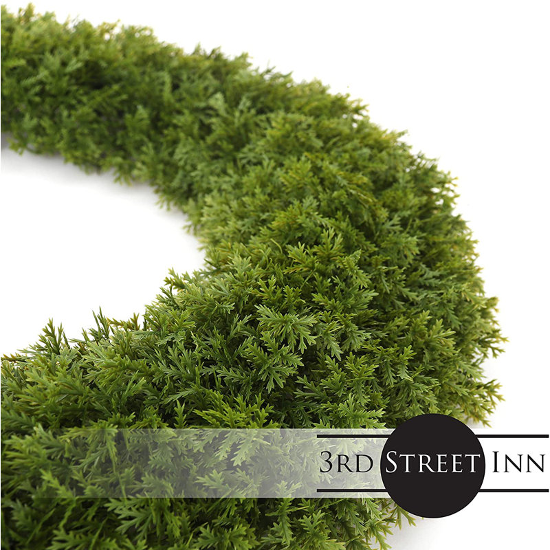 20.5" Green Cypress Front Door Wreath with Realistic Foliage
