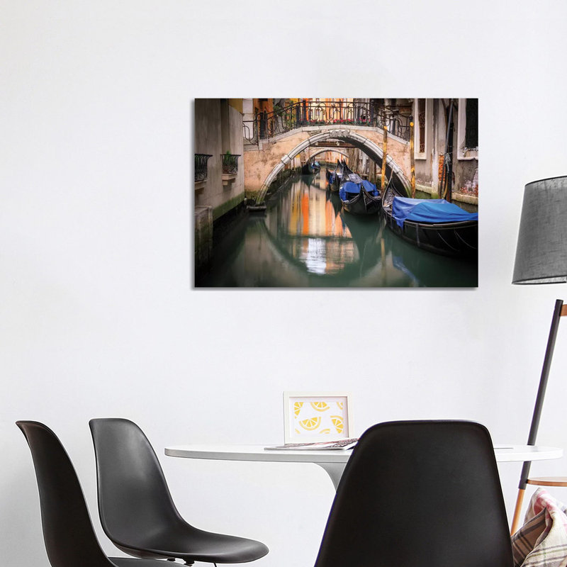 Europe, Italy, Venice. Canal With Gondolas And Bridges. by Jaynes Gallery - Wrapped Canvas Print