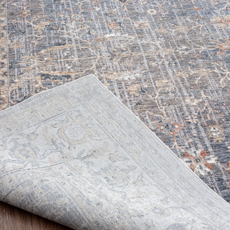 6 Oriental Area Rug in Gray, Rectangle 7'6" x 9'6"