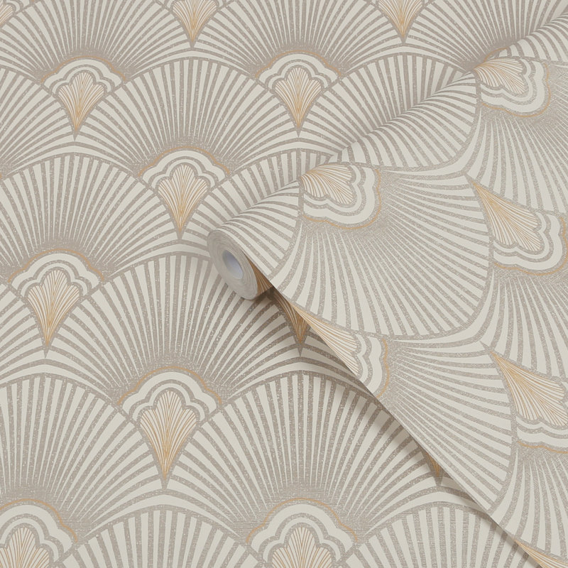 Sublime Geometric Vinyl Metallic Wallpaper Double Roll, Natural