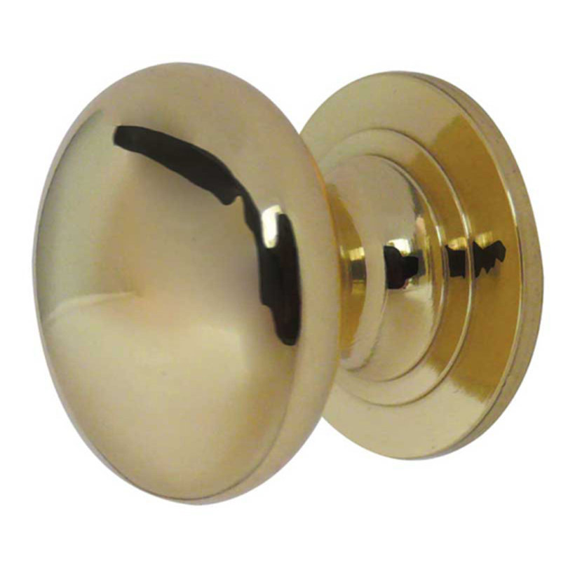 41mm Diameter Mushroom Knob, Polished Brass