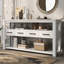 Console pour espace de vie, blanc, 4 tiroirs et 2 tablettes-343515032