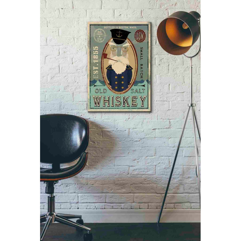 «Fisherman III Old Salt Whiskey» par Ryan Fowler, art mural sur toile, H 26 po x l 18 po x P 0,75 po