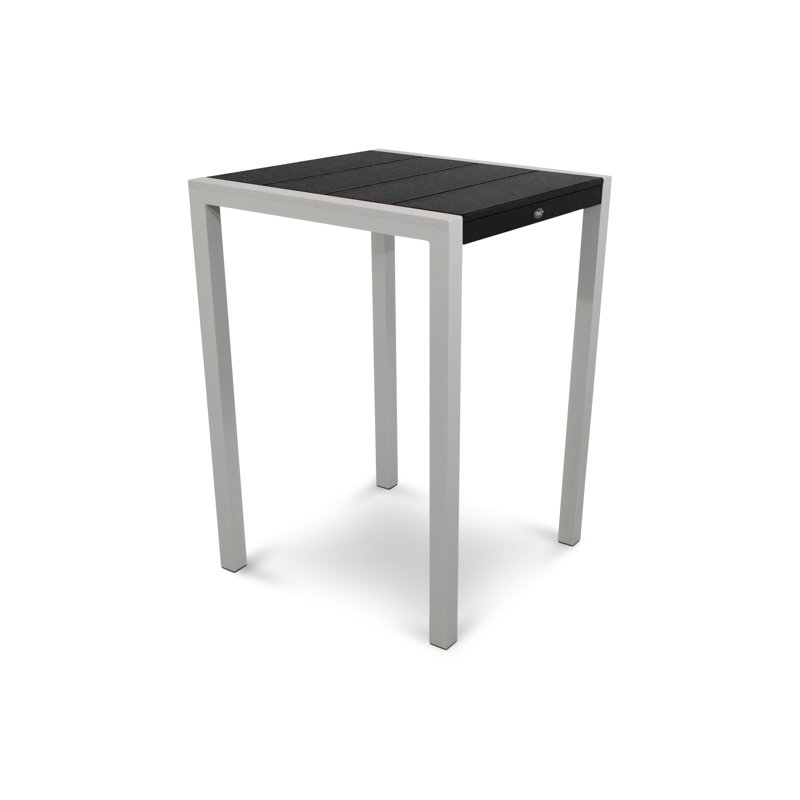 Table de bar POLYWOOD Surf City, Argent texturé / Noir anthracite, 30 po x 30 po