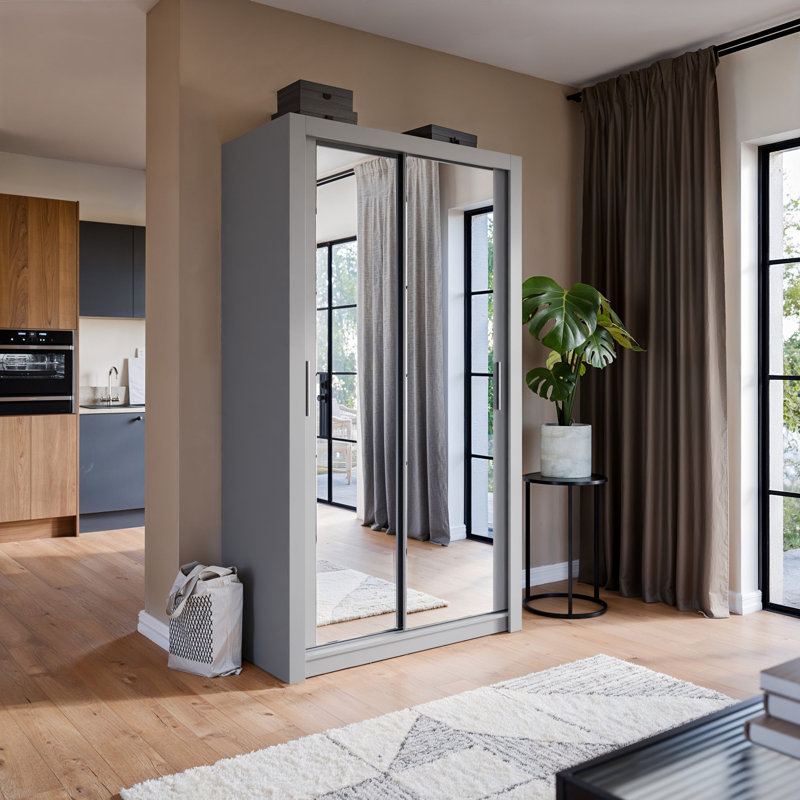 Alahna 2 Door Manufactured Wood Wardrobe, Modern Grey