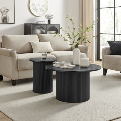 Penny Pillar Round Table Set - Melamine Scratch Resistant Veneer Top