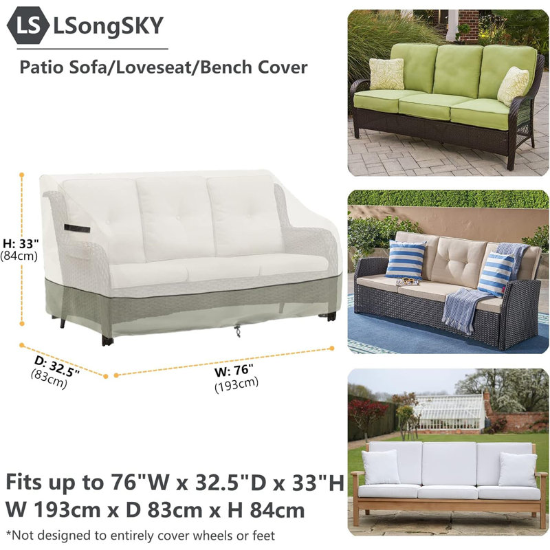 Beige and Gray-Green Waterproof Heavy Duty Outdoor Sofa Cover