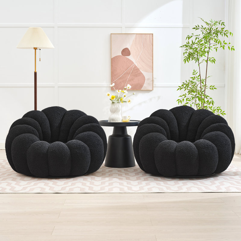 Chaise pivotante rembourrée Cheridyn (ensemble de 2), Noir, noir, noir, noir