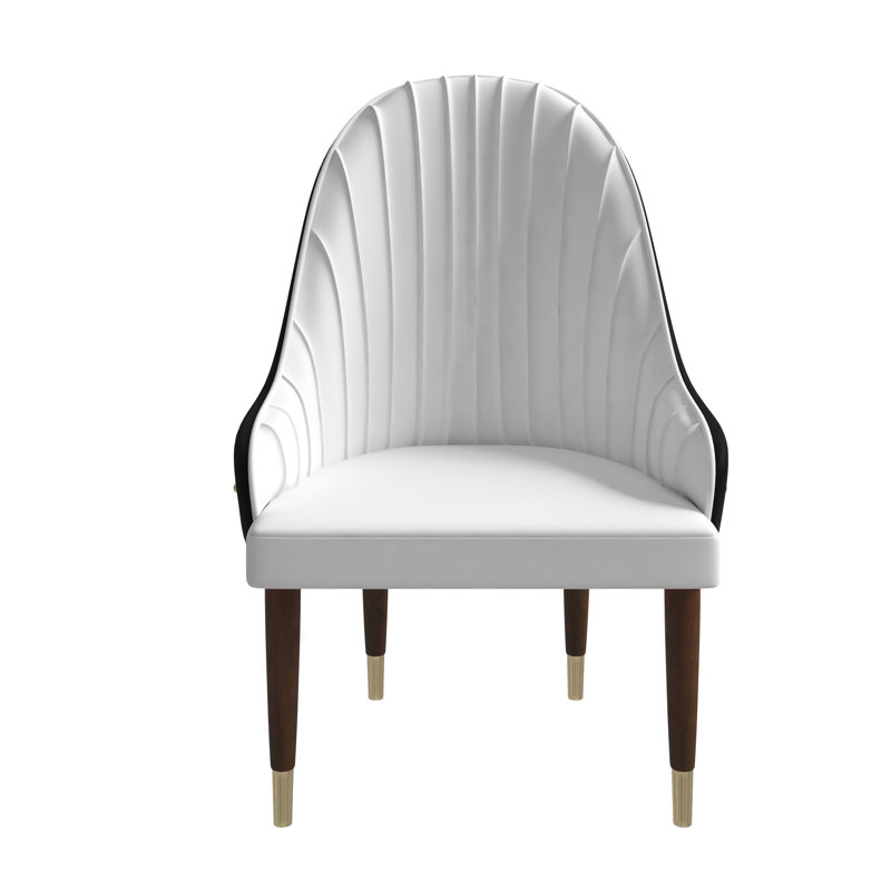 Simoneau Leather Upholstered Back Side Chair Dining Chair, Black/White