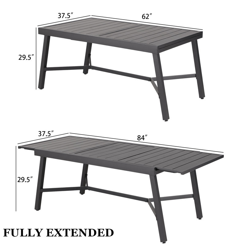 Alyah 8 - Person Patio Dining Set with Extendable Rectangular Table , Cushions Included
