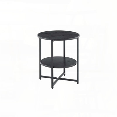 2-Tier Small Round Side Table with Farmhouse Style
