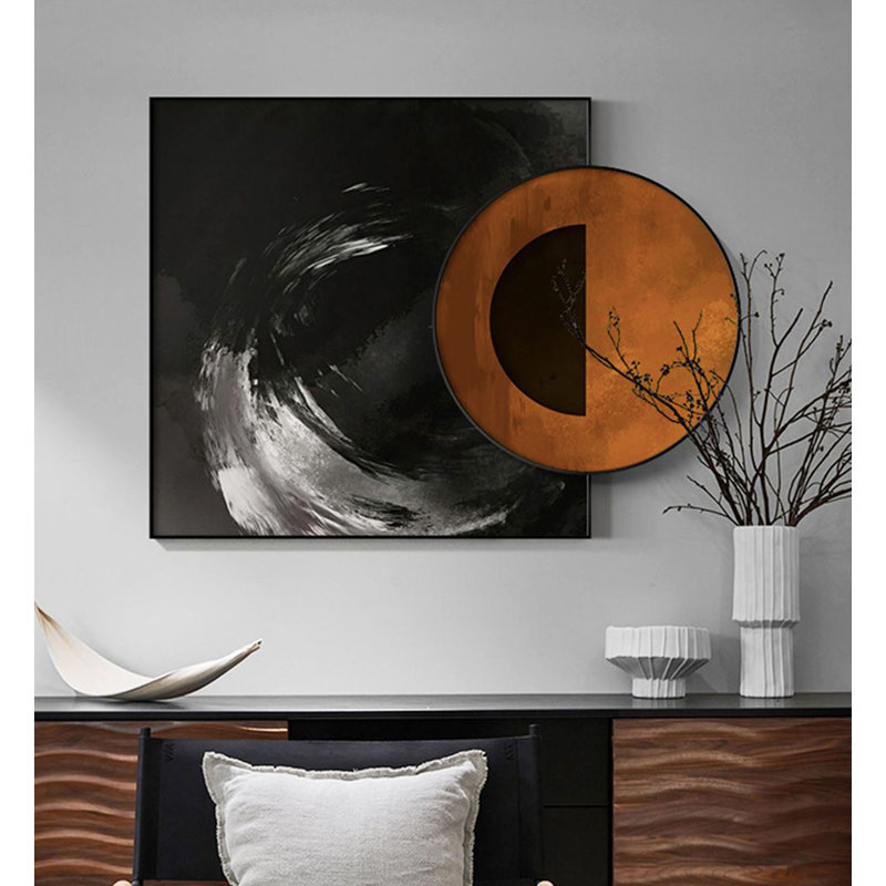 Art abstrait superposé sur des peintures de décoration de chambre à coucher de salon, H 39,37 po x l 53,15 po x P 1,38 po