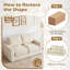 Coussin de sol, canapé en mousse avec housse en velours côtelé amovible, coussins de dossier et de siège beige-129435899