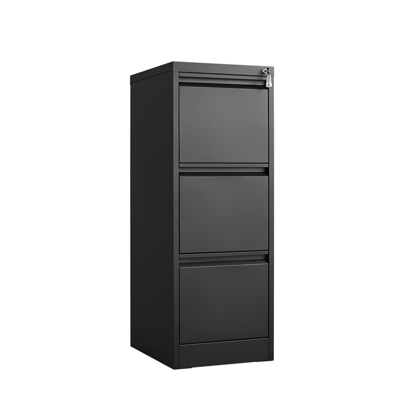 Metal Locking Office File Cabinet - 3 Drawer, Construction, Fits Multiple Sizes, Silent Rails Drawer Build, , Protects Valuables, Smooth Sliding