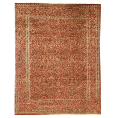 Hand Knotted Wool Area Rug in Wine