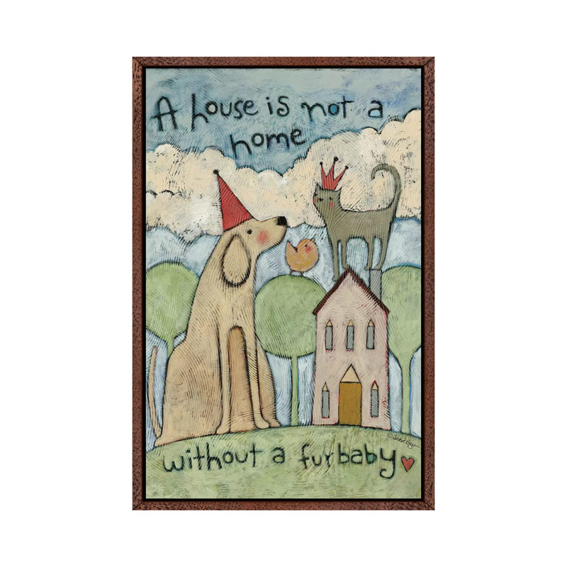 Furbaby 1 Piece Painting on Canvas, 101.6 cm H x 66.04 cm W, Classic Brown Wood Framed