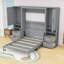Grand lit escamotable avec placard, tiroirs et tablettes-1043570823