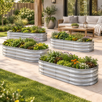 TATAANTY 4 Pack 4x2x1ft Corrugated Galvanized Steel Raised Garden Beds