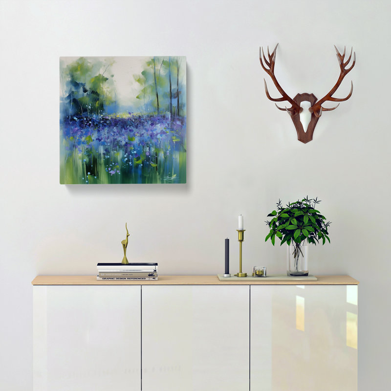 Bluebell Field Gestural Art No.4 - Print, 35cm H x 35cm W x 3cm D