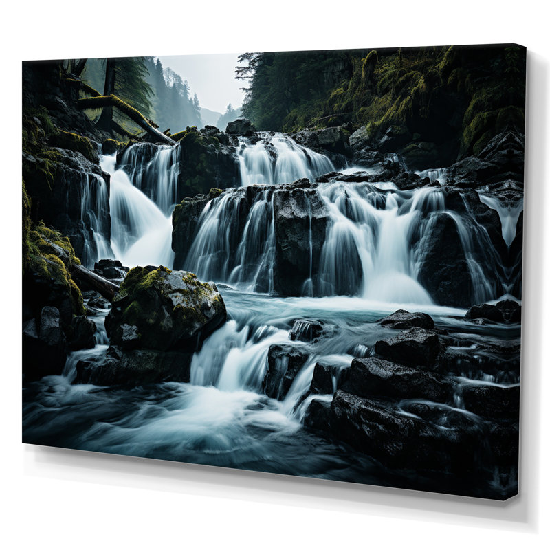 Cascade éternelle II - impressions sur toile paysages, H 16 po x l 32 po x P 1 po, Toile tendue