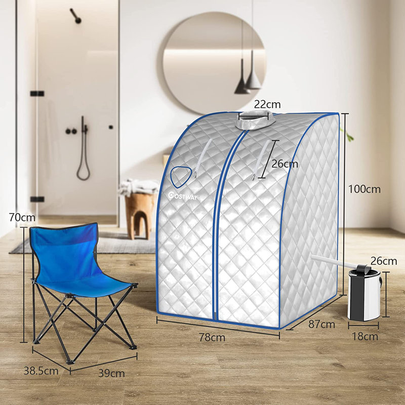 COSTWAY Portable Traditional Steam Sauna with Remote Control
