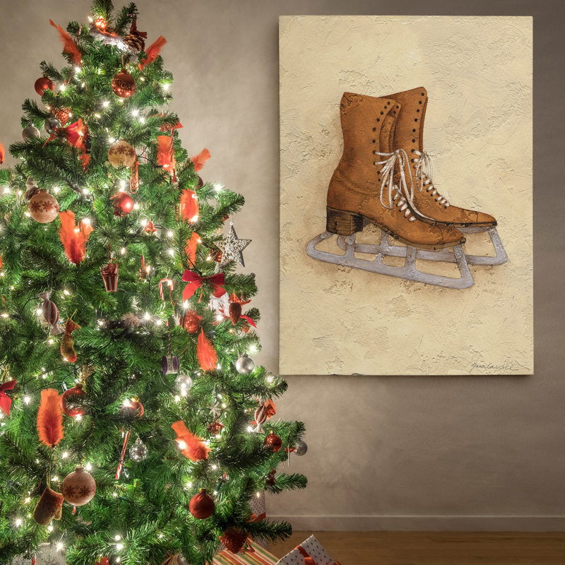 Vintage Ice Skates by Jane Carroll - Wrapped Canvas Print, 12" H x 18" W x 1.5" D