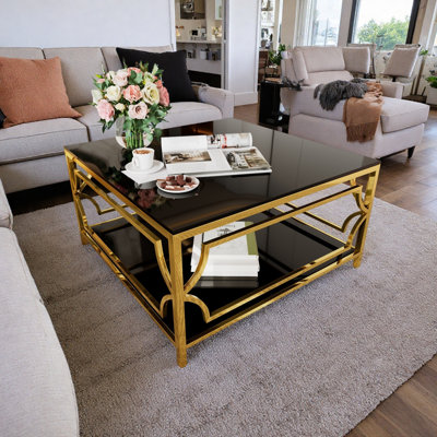 Table basse moderne carrée avec rangement inférieur