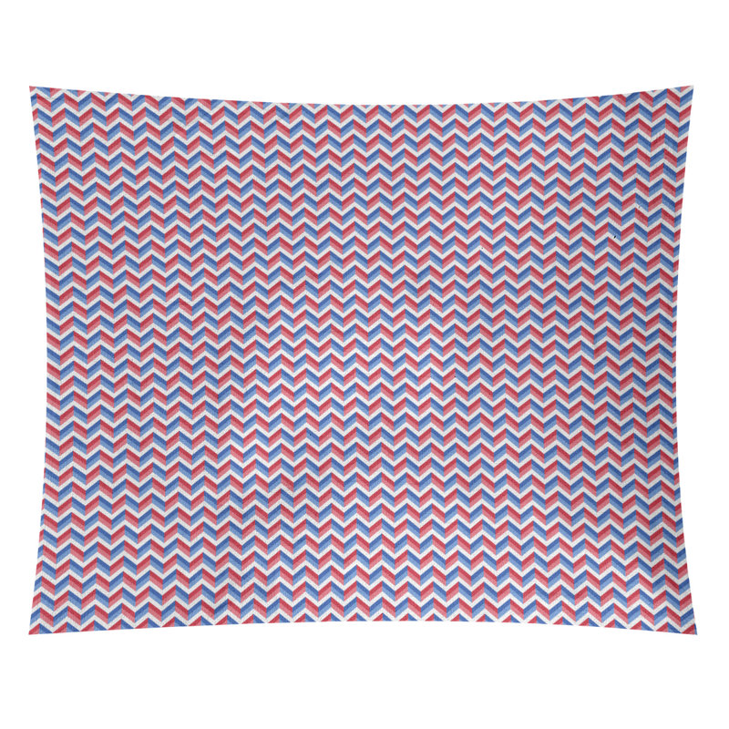 Tapisserie à motif à chevrons de noël en polyester fêtes, Rouge / Bleu, H 88 po x l 104 po