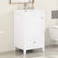 Meuble-lavabo blanc de 20 po avec lavabo, porte à fermeture douce, support de rangement, tiroir, tableau de haute qualité, finition peinte, forme rectangulaire, montage autoportant, installation de lavabo simple de 20 po en blanc