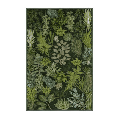 Machine Washable Nature Green Area Rug