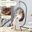 Chaise suspendue en fer robuste avec tissage en osier - balançoire à une personne pour une utilisation intérieure / extérieure, gris-1754466985-1754466989