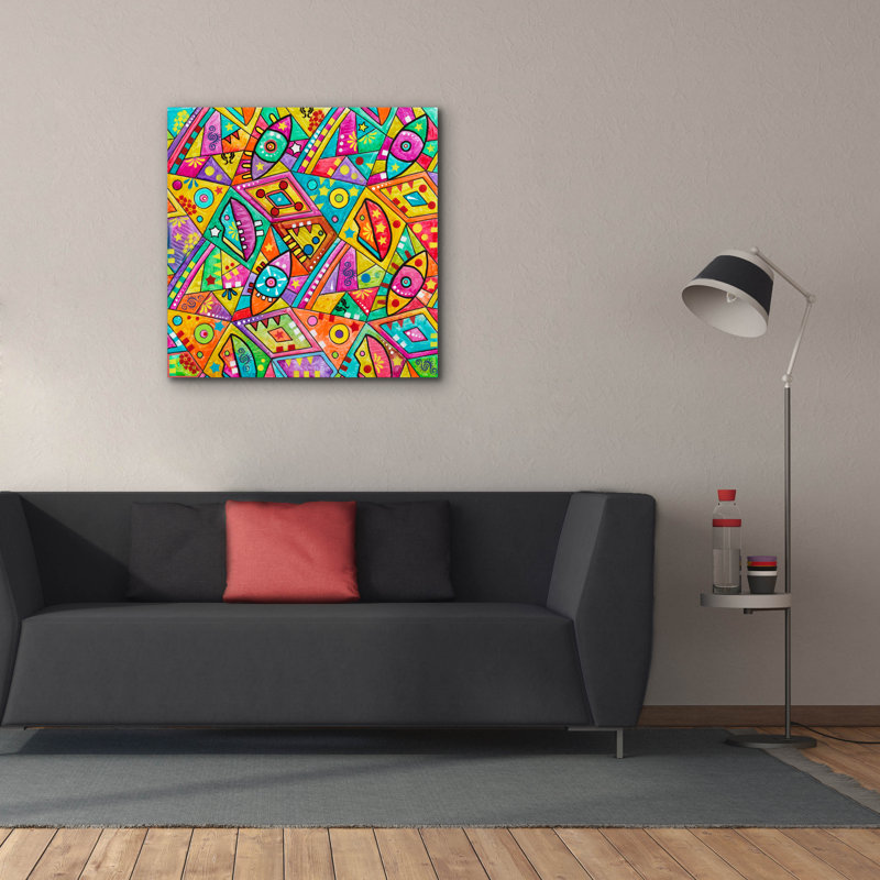 «Geometric Eyes And Lips» par Dean Russo, H 37 po x l 37 po x P 1,5 po