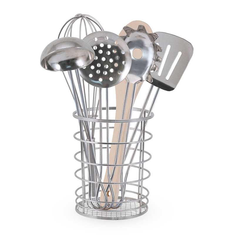 Stainless Steel and Wood Kids' Cooking Utensils Set