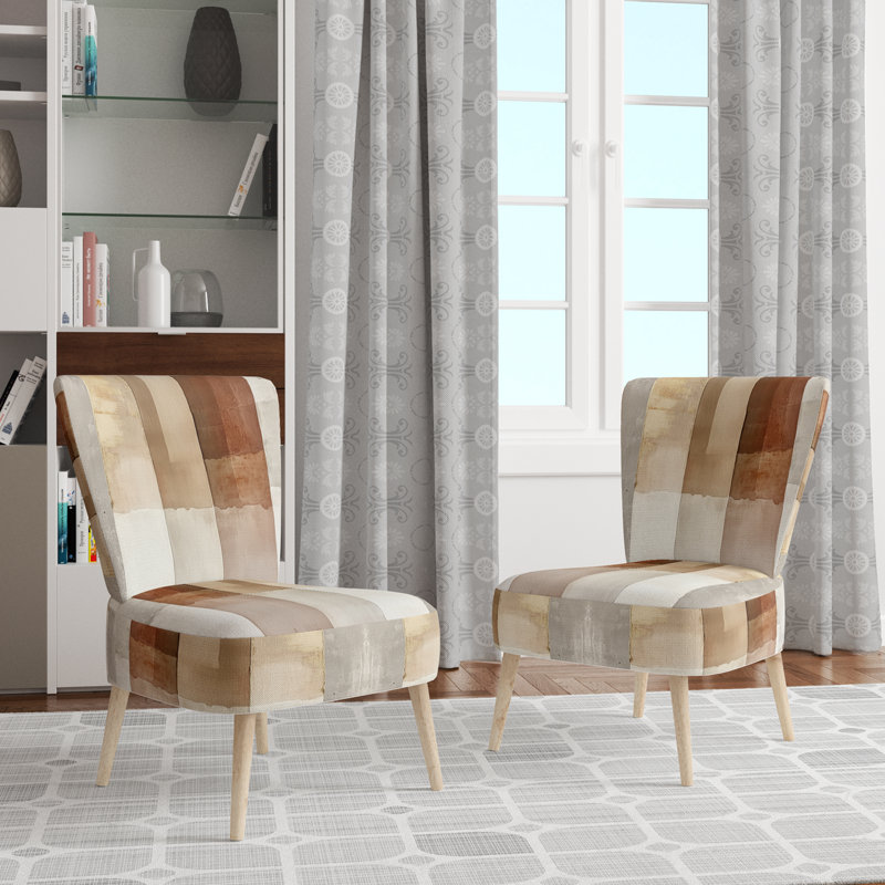 Chaise d'appoint Abstract Minimalisme - Chaise d'appoint brun et beige, Chaise d'appoint sans accoudoirs