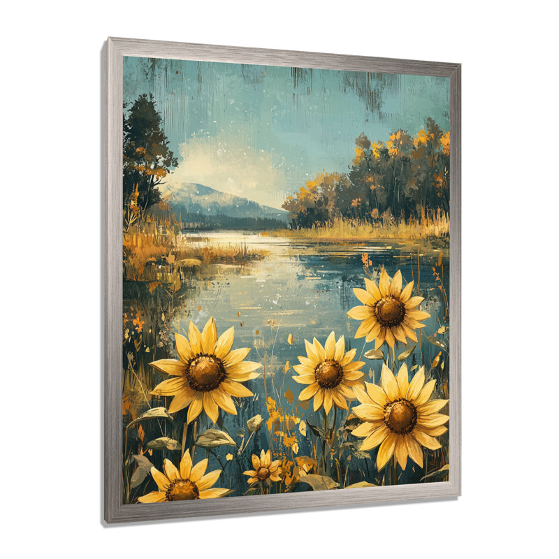 Dumitra - Floral Canvas Wall Art, Argent argent, H 40 po x l 30 po, Reproduction encadrée d'une seule photo