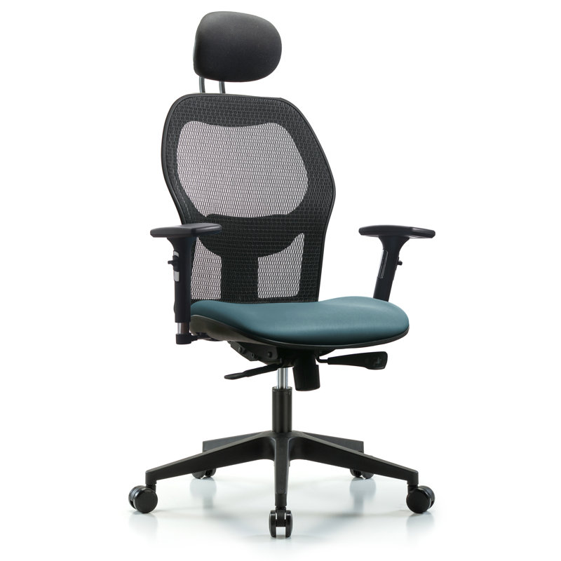 Vinyl Task Chair with Headrest, Storm, Casters