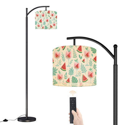 Lampe sur pied à arc avec abat-jour réglable Watercolor Melonella Leaves