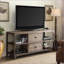 Meuble télé, chêne patiné moderne Argent antique avec rangement | 60,5 po de largeur | Chêne + argent | Taille du téléviseur: 50 à 59 pouces