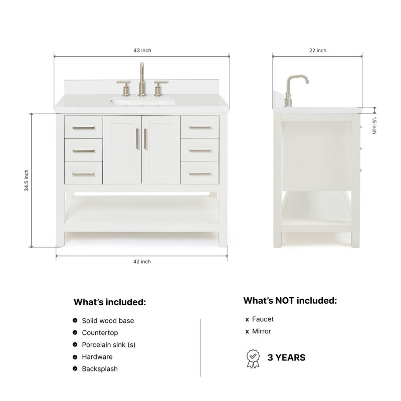 Magnolia Bath Vanity Oval Basin S043SWQ, Rectangular, White