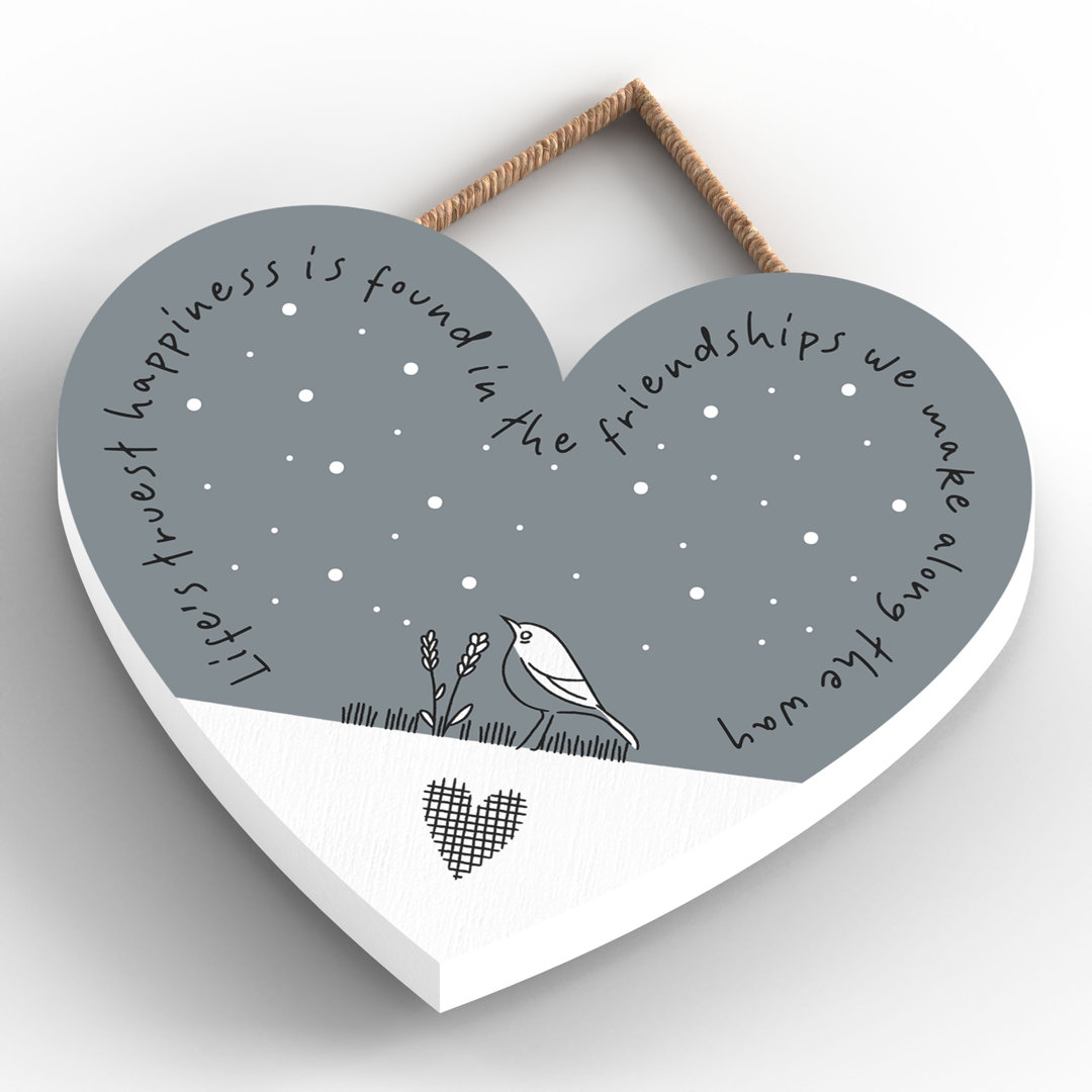 Friendships True Happiness Heart Wooden Plaque Wall Décor